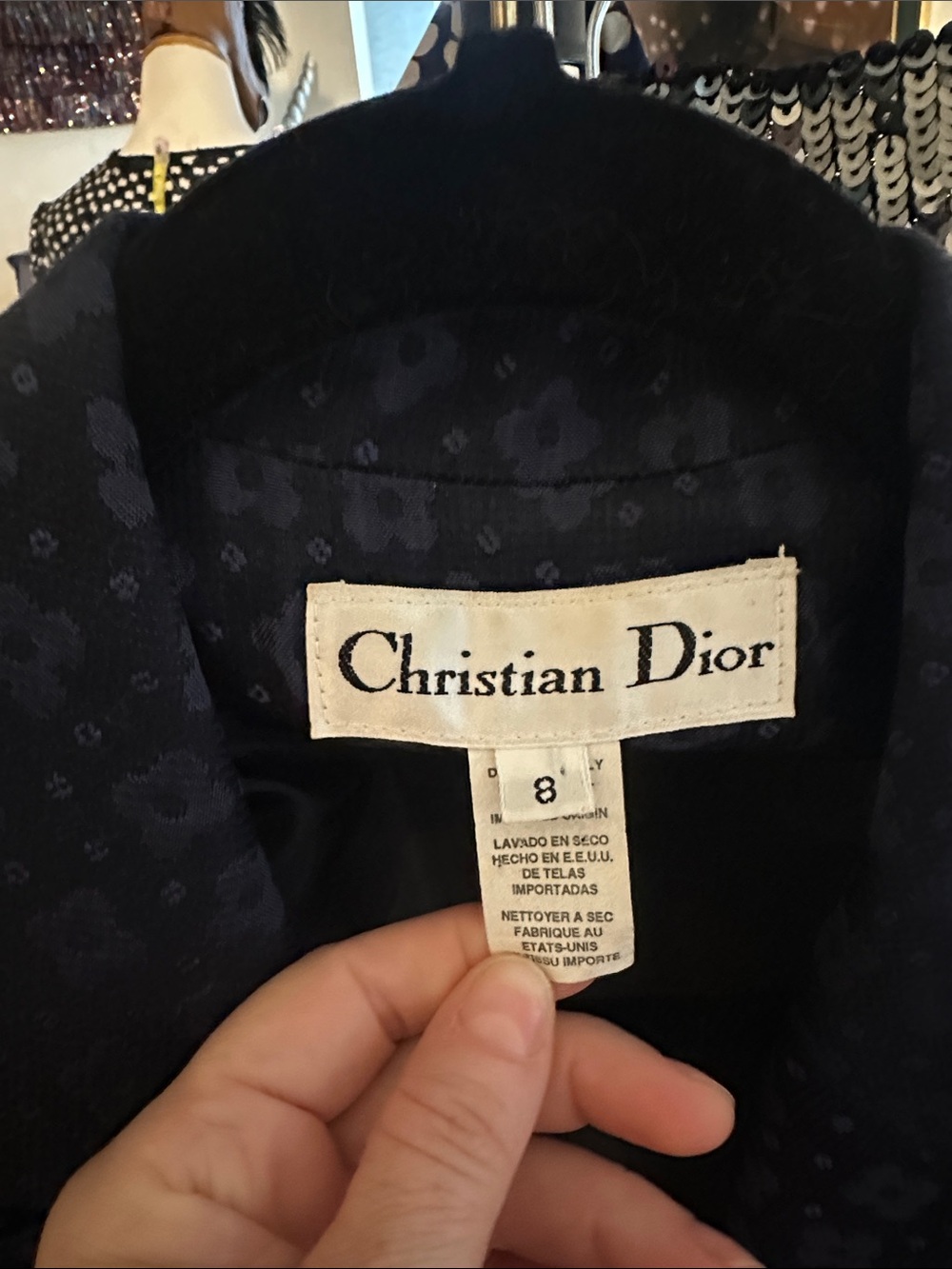 Dior Navy and Black Floral Jacquard Blazer